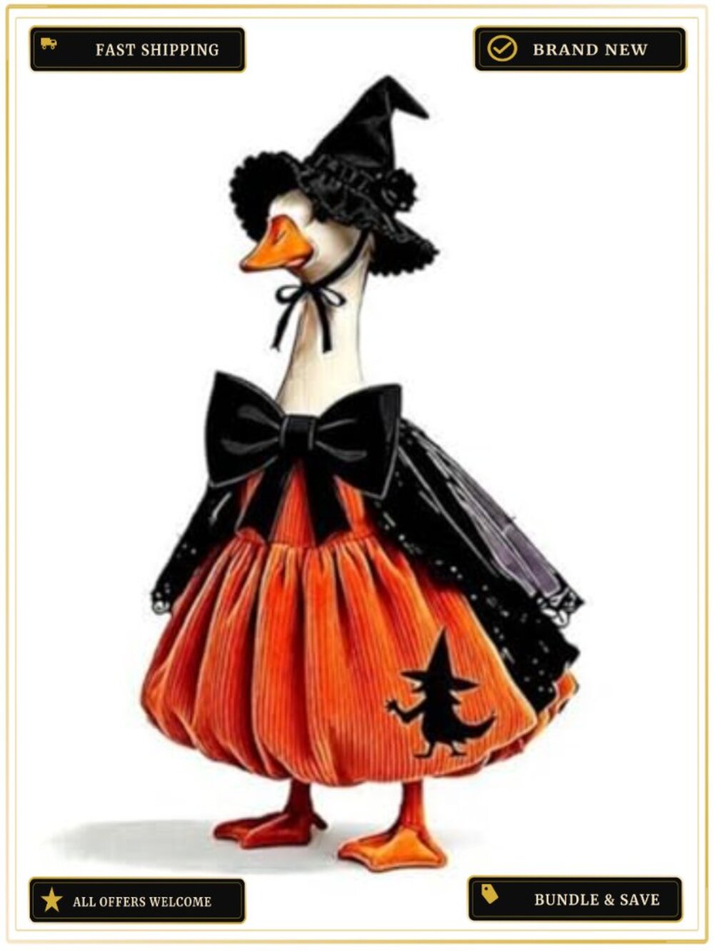 23'' Halloween Porch Goose Outfit Witch Costume – Polyester Blend